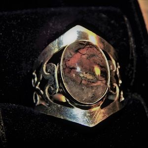 Awesome Laguna Lace Agate Scrolled Silver Ring
